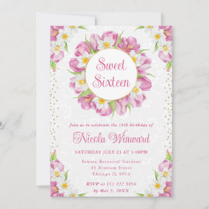Watercolor Tulp en Narcis Sweet Sixteen Kaart
