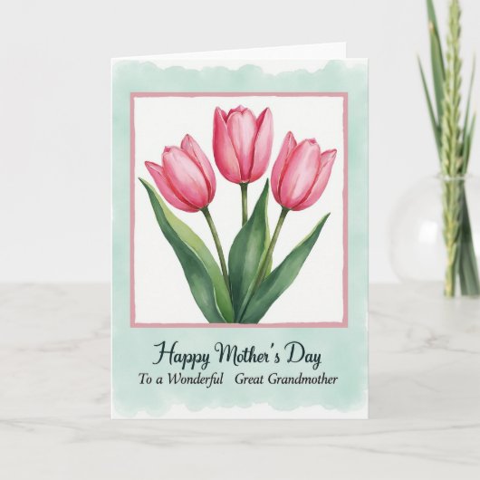 Watercolor Tulp Moederdagkaart Kaart (Voorkant)