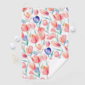 Watercolor Tulp Patronen Golf Handdoek (Insitu)