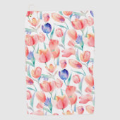 Watercolor Tulp Patronen Golf Handdoek (Voorkant)