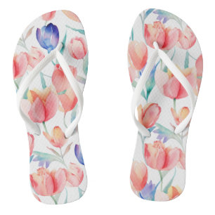 Watercolor Tulp Patronen Paar Slippers Teenslippers