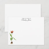 Watercolor Tulp Persoonlijk Plat Bedankkaart (Voorkant / Achterkant)