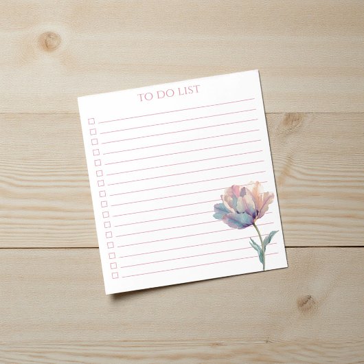 Watercolor Tulp Takenlijst Modern Boho Chic Notitieblok