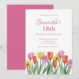 Watercolor Tulpen 18e Verjaardag Kaart
