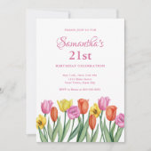 Watercolor Tulpen 21e Verjaardag Kaart (Voorkant)