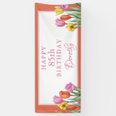 Watercolor Tulpen 85ste Verjaardagsfeest Spandoek (Verticaal)