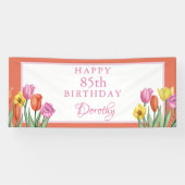 Watercolor Tulpen 85ste Verjaardagsfeest Spandoek (Horizontaal)