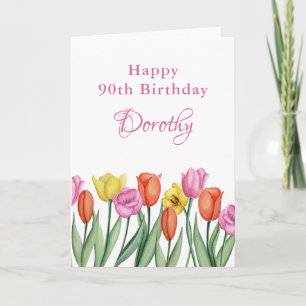 Watercolor Tulpen 90ste Verjaardagsfeest Kaart