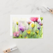 Watercolor tulpen aanpasbaar kaart (Voorkant / Achterkant in situ)