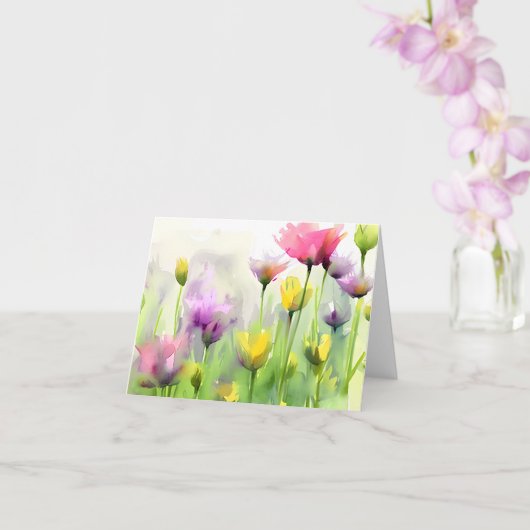 Watercolor tulpen aanpasbaar kaart (Orchidee)