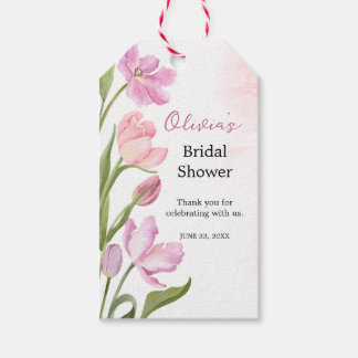 Watercolor Tulpen Elegante Bruiloft Borrel Cadeaulabel
