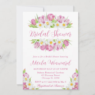 Watercolor Tulpen en Narcissen Bruidsdiner Kaart