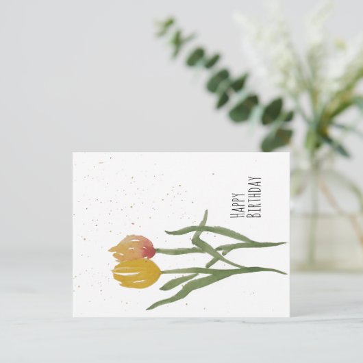 Watercolor Tulpen - Gefeliciteerd met je verjaarda Briefkaart (Staand voorkant)