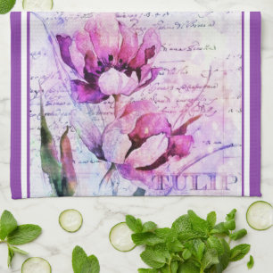 Watercolor tulpen keukendoek theedoek