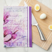 Watercolor tulpen keukendoek theedoek (Quarter Fold)