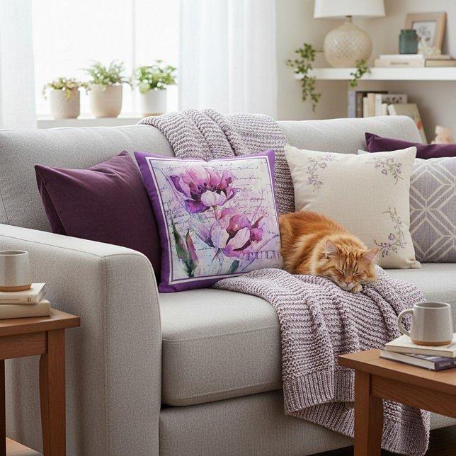 Watercolor tulpen kussenhoes kussen (Creator heeft geüpload)