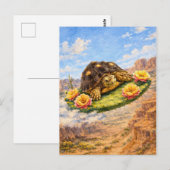 Watercolor Turtle flying on a magic cactus pad Briefkaart (Voorkant / Achterkant)