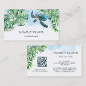  Watercolor Turtle Tropical Leaves Visitekaartje (Voorkant / Achterkant)