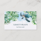  Watercolor Turtle Tropical Leaves Visitekaartje (Voorkant)