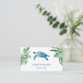  Watercolor Turtle Tropical Leaves Visitekaartje (Staand voorkant)