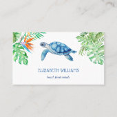  Watercolor Turtle Tropical Leaves Visitekaartje (Voorkant)