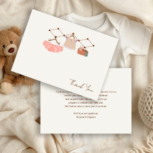 Watercolor Tutu Boho Baby Shower Bedankkaart