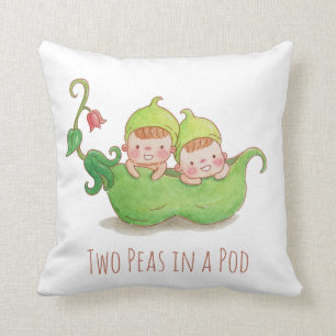Watercolor Twee Erwten in een Peul Twee-eiige-twee Kussen