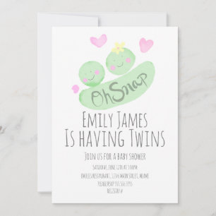 Watercolor Tweeling Erwtenschillen Baby Shower Kaart