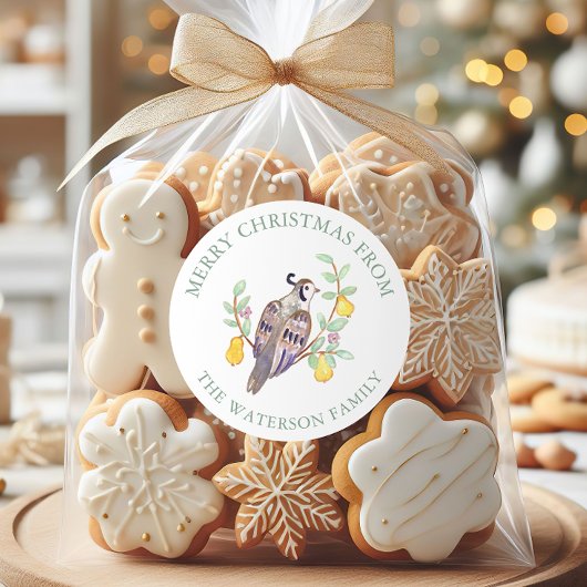 Watercolor Twelve Days of Christmas Gift Ronde Sticker