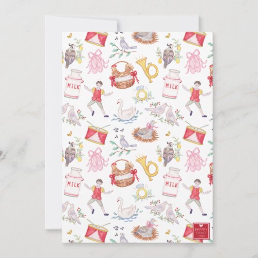 Watercolor Twelve Days of Christmas Party Kaart (Achterkant)