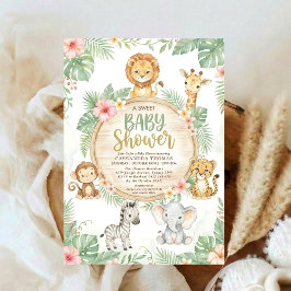 watercolor Twin Jungle Safari Animals Baby Shower Kaart