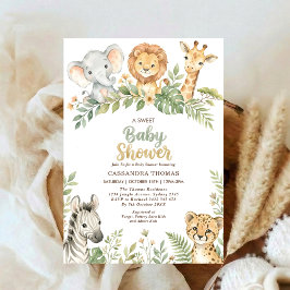 watercolor Twin Jungle Safari Animals Baby Shower Kaart