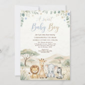 watercolor Twin Jungle Safari Animals Baby Shower Kaart (Voorkant)