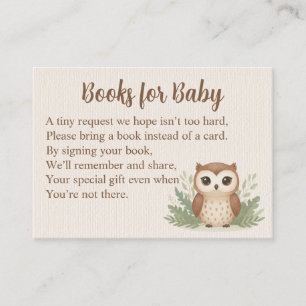 Watercolor Uil Boeken voor Baby Bijlagekaart Informatiekaartje