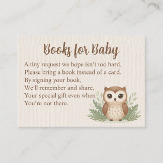 Watercolor Uil Boeken voor Baby Bijlagekaart Informatiekaartje