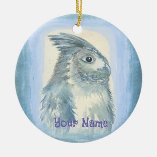 Watercolor Uil Keramisch Ornament (Voorkant)