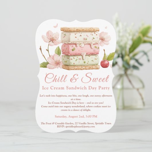 Watercolor uitnodiging ijsdag (Staand voorkant)