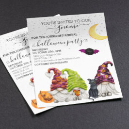 Watercolor uitnodiging voor Gnome Halloween-feestj
