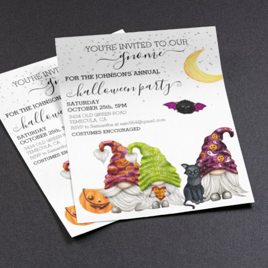 Watercolor uitnodiging voor Gnome Halloween-feestj