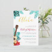Watercolor Ukulele | Tropisch Verjaardagsfeest Lua Kaart (Staand voorkant)