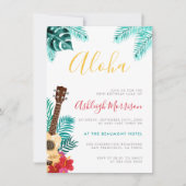 Watercolor Ukulele | Tropisch Verjaardagsfeest Lua Kaart (Voorkant)
