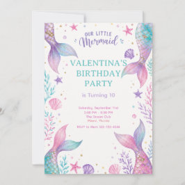 Watercolor Under The Sea Party Invite Kaart