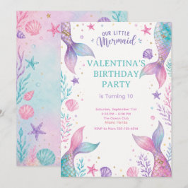 Watercolor Under The Sea Party Invite Kaart
