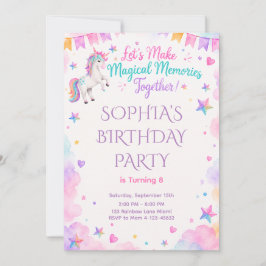 Watercolor Unicorn Pink Party Invite Kaart