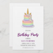 watercolor unicorn rainbow birthday invitation kaart (Voorkant / Achterkant)