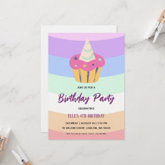 watercolor unicorn rainbow birthday invitation kaart