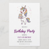 watercolor unicorn rainbow birthday invitation kaart (Voorkant)