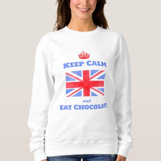 Watercolor Union Jack Keep Calm Eat Chocolate Trui (Voorkant)