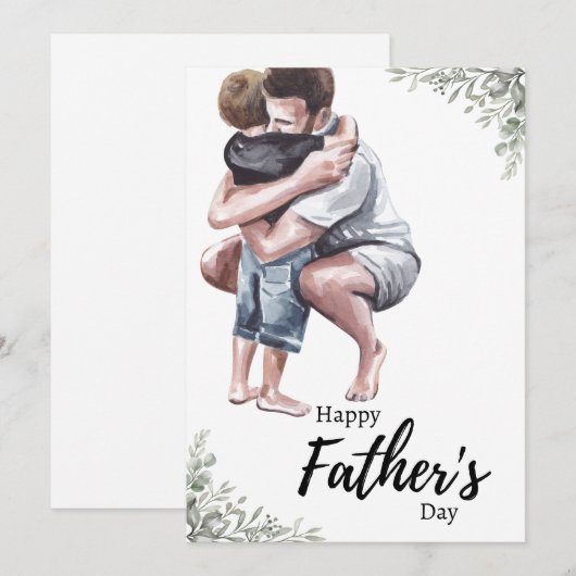 Watercolor vaderdag  feestdagenkaart (Voorkant / Achterkant)