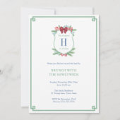 Watercolor Vakantie Crest Bruidsparen Brunch Feest Kaart (Voorkant)